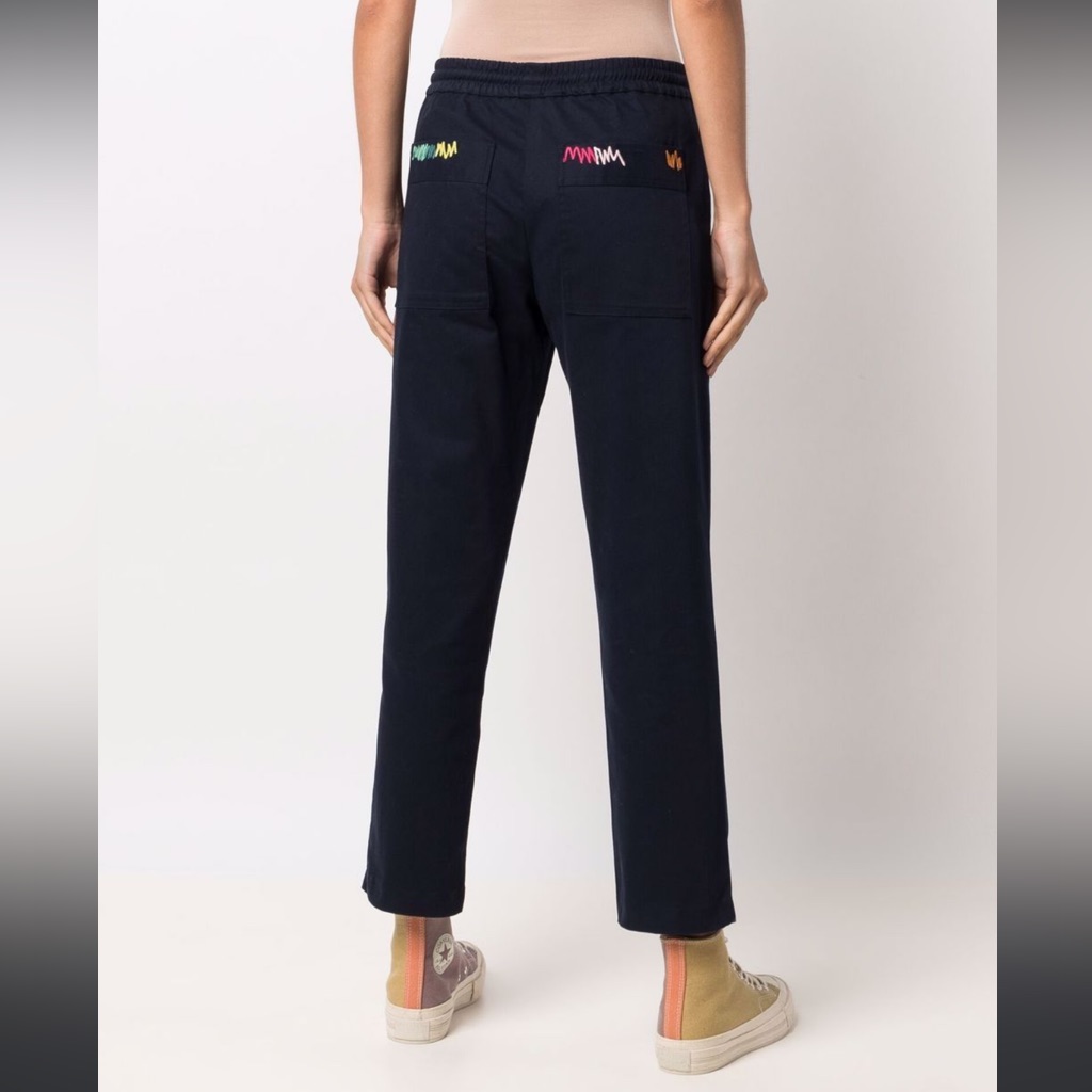 Mira Mikati Navy Organic Cotton Embroidered Drawstring Trouser Size Eu 38